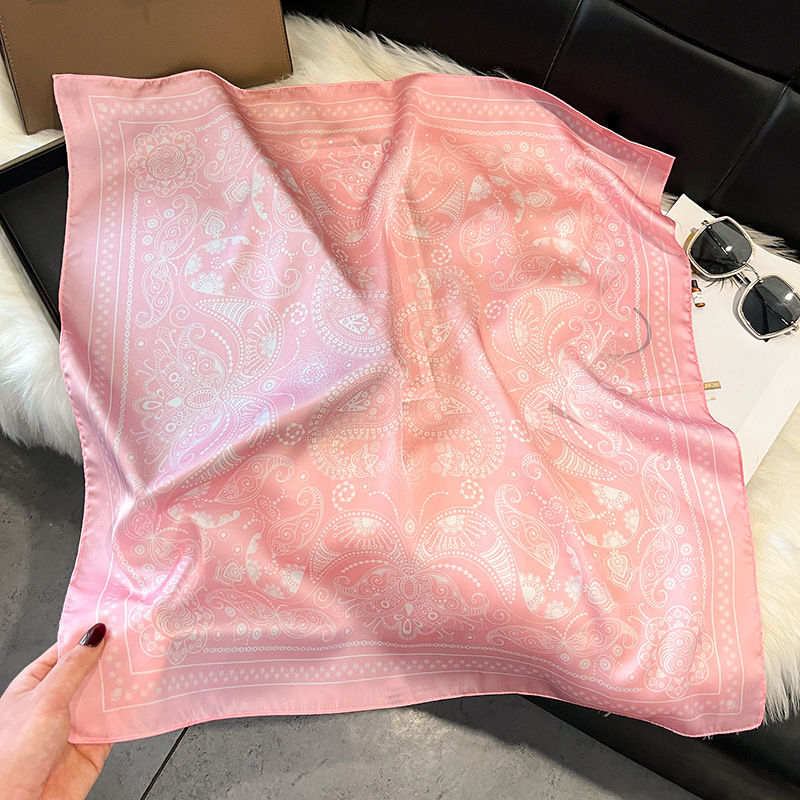 Korean-Style Internet Celebrity Versatile Fashion Zebra 70 Imitation Silk Square Scarf High-End Floral Neck Scarf