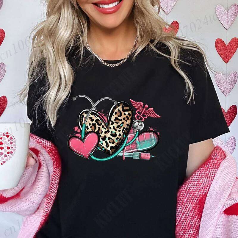 New T Shirt Pullover Oversize Valentines Day Love Print Casual Short Sleeve Women T-Shirt Nurse Tees Gifts Z260314