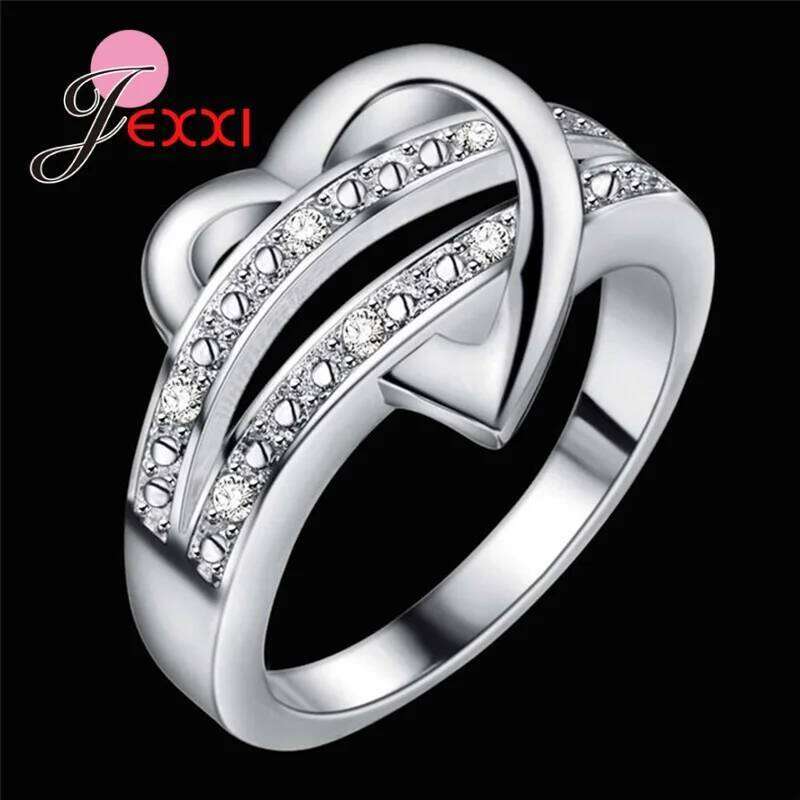 Engagement Ring Heart Shape Double Rows Design Original 925 Sterling Silver Rings Women Best Gift For Girlfriend Fashion H260312