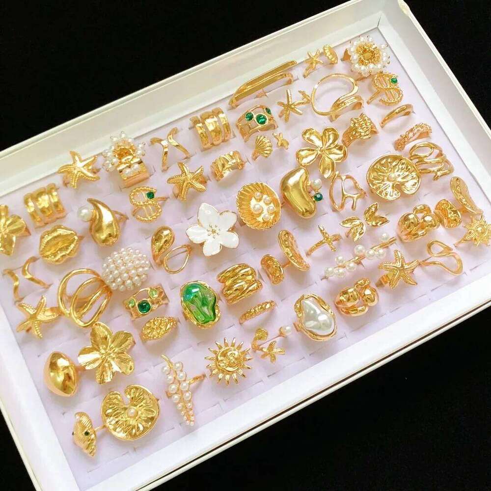 20Pieces Fashion Elegant Flowers Geometric Irregular Line Open Ring Set For Women Mix Style Trendy Jewelry Party Gifts H260312