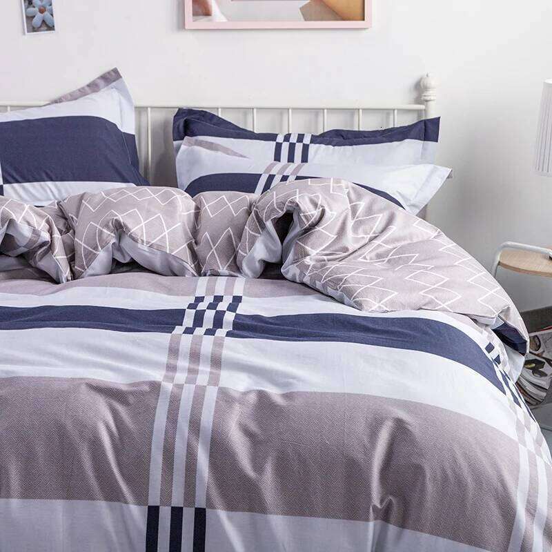 3PC 100% Set Striped Printing 1PC Duvet Cover 2PC Pillowcase Cotton Soft Skin Friendly Bedding H260312 - view 4