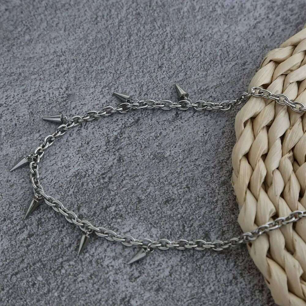 Goth Spike Stainless Steel Rivet Pointed Charms Choker Streetwear Vintage Punk Y2K Necklace for Women Men H260312