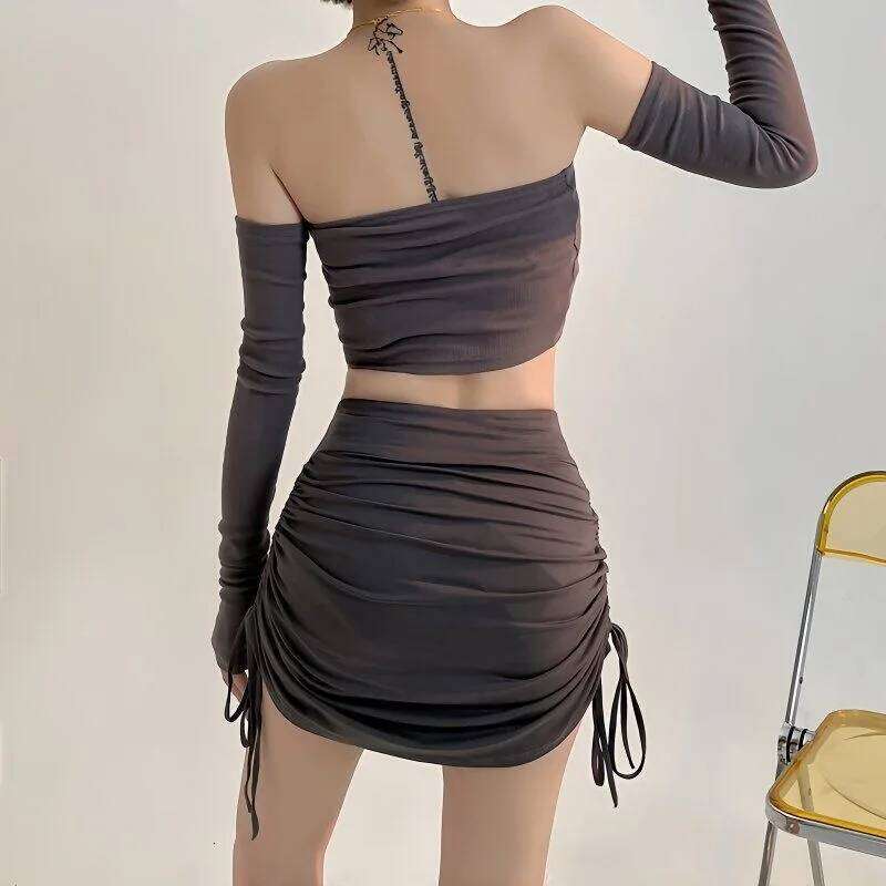 Sexy Women Summer Mini Drawstring High Waist Wrapped Hip Skirt Female Wild Solid Folds Slim Elastic Shorts Y2K Skirts Z260314