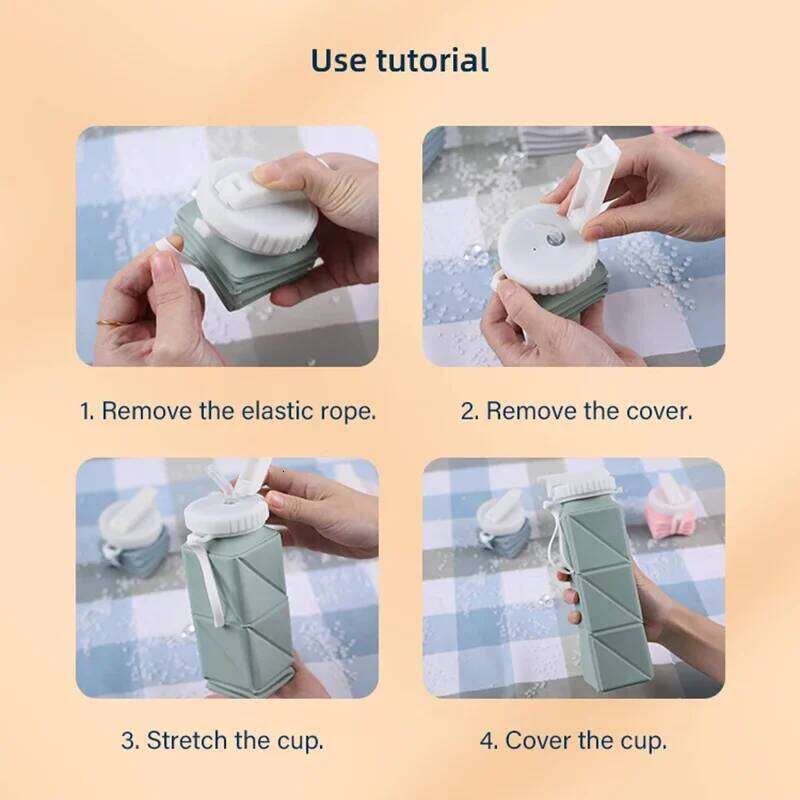 650ml Rainbow Folding Cup New Sports Outdoors Portable Travel Silicone Water Bottle Fitness Kettle Straw Cups Z260314