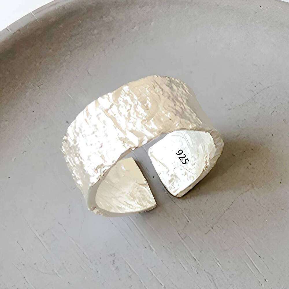 VENTFILLE 925 Sterling Silver Wide Rings for Women New Trendy Elegant Vintage Couples Simple Sweet Irregular Texture Jewelry H260312