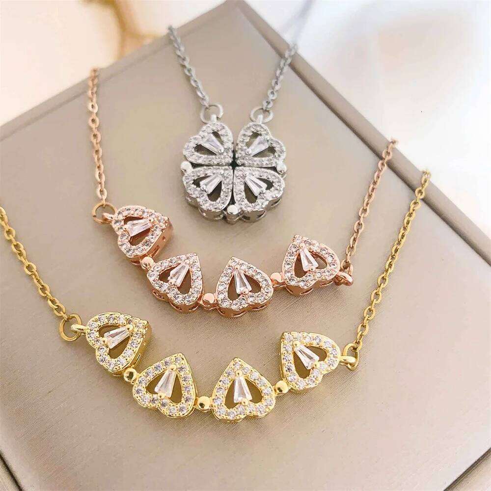 Versatile Minimalist Exquisite Beautiful Heart-shaped Design with Cr in One Titanium Steel Necklace H260312