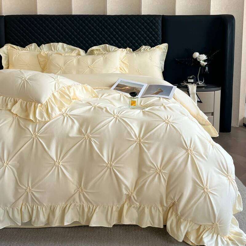 2025 new solid color princess wind-washed skin-friendly cotton twist lace craftsmanship beautiful series four-piece set H260312 - view 3