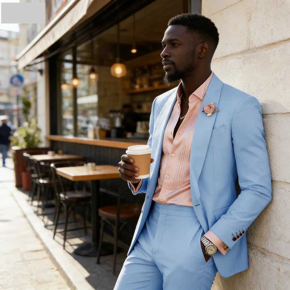 Mens 2-Piece Tuxedo Slim Fit Moda Masculina Wedding Smoking Blazer Jacket And Pants Traje Homme Mariage Fitted Formal Wear M260313