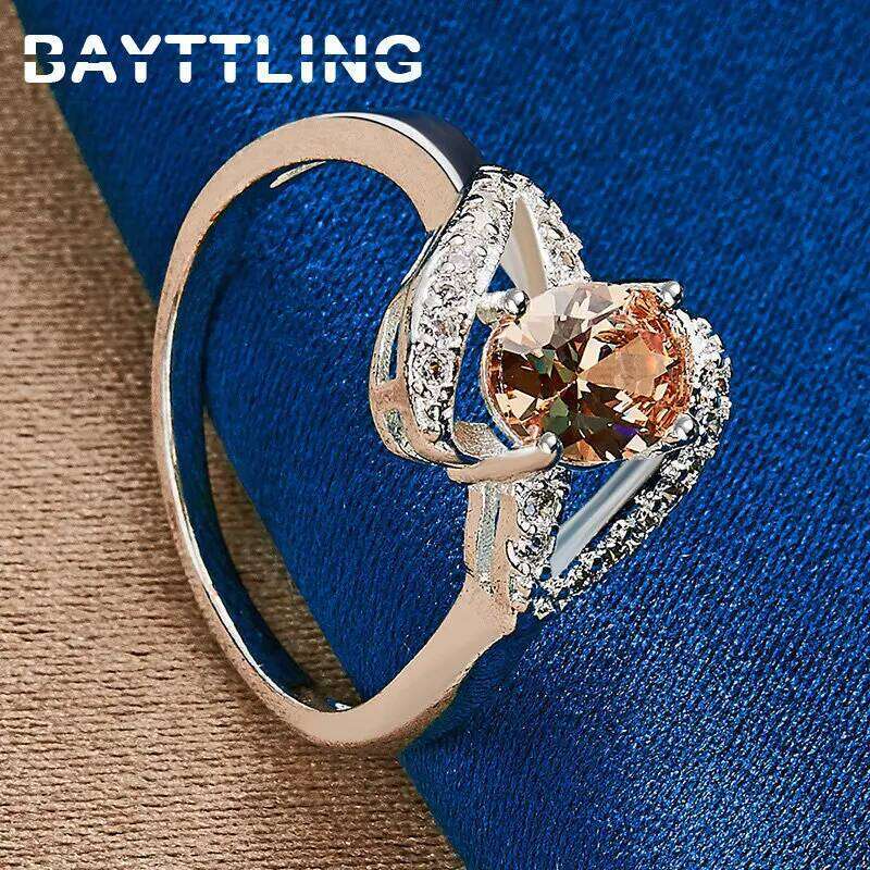 New 925 Sterling Silver Beautiful Large Zircon Ring Women Fashion Engagement Gift Girlfriend Jewelry Accessories H260312
