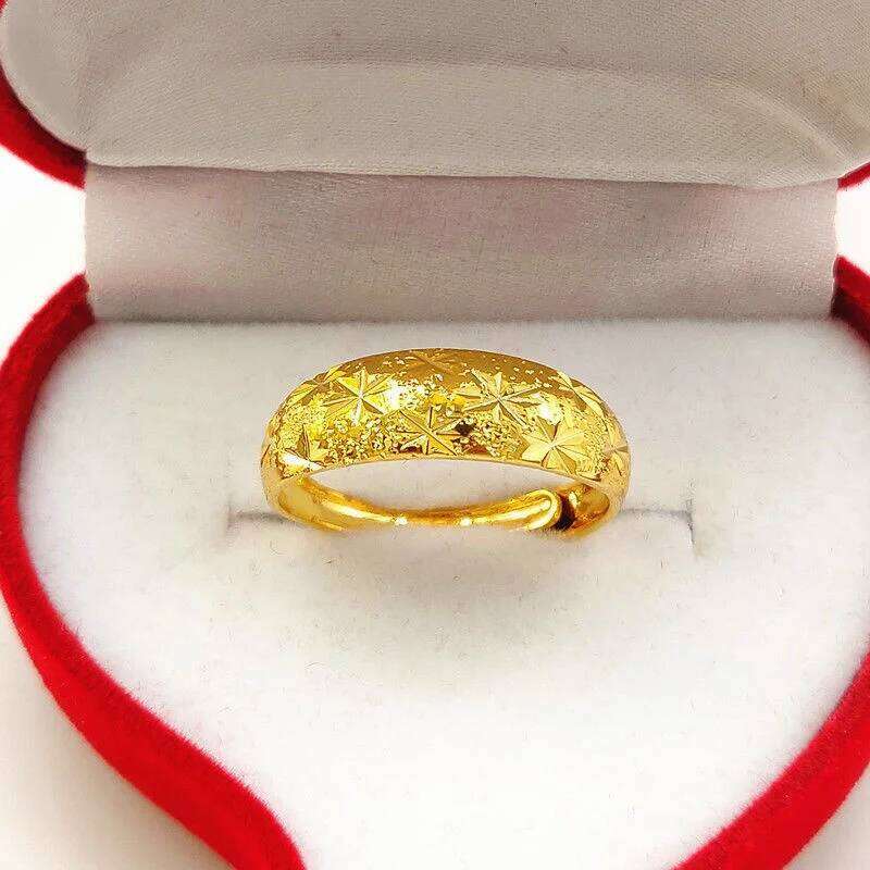 Long Lasting rs' Star Opening Ring for Men and Women Imitation Pure Plated Real 18k Yellow Gold 999 24k Euro Jewelry Never F H260312