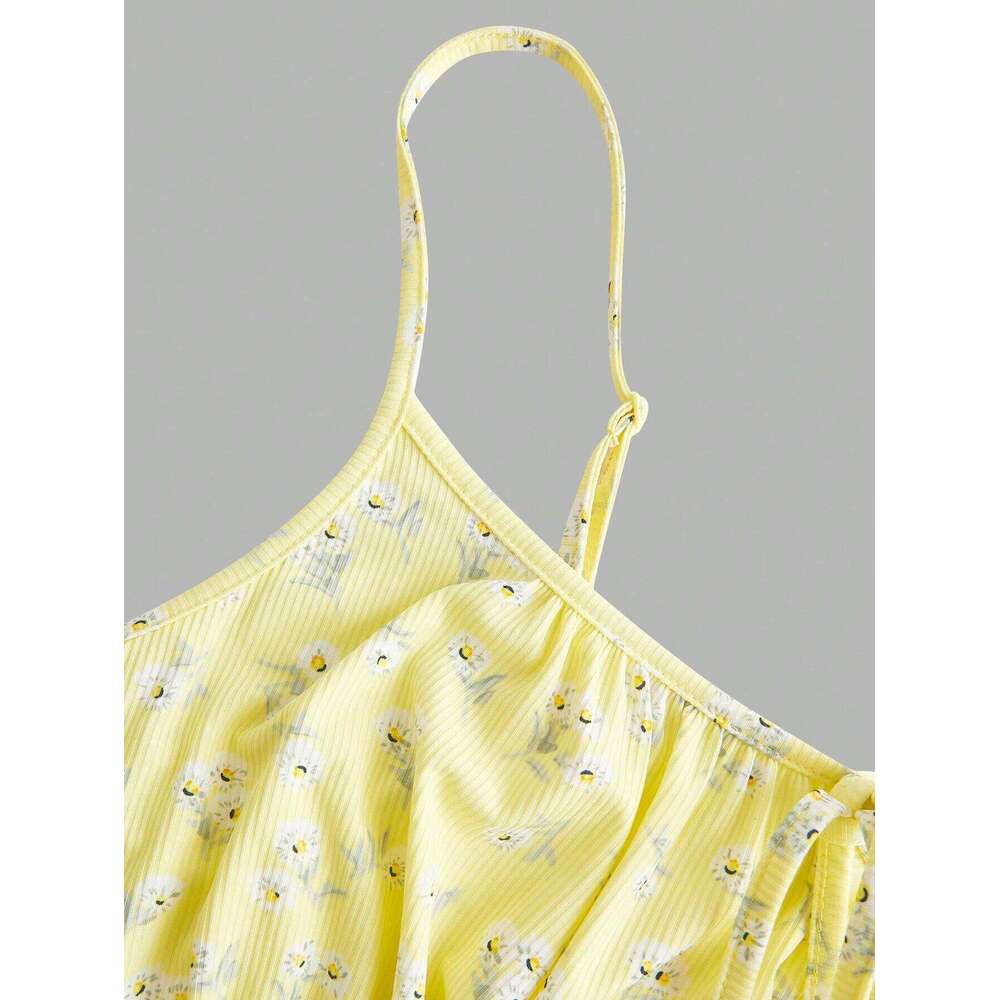 New fashion floral elegant sleeveless thin strap camisole dress