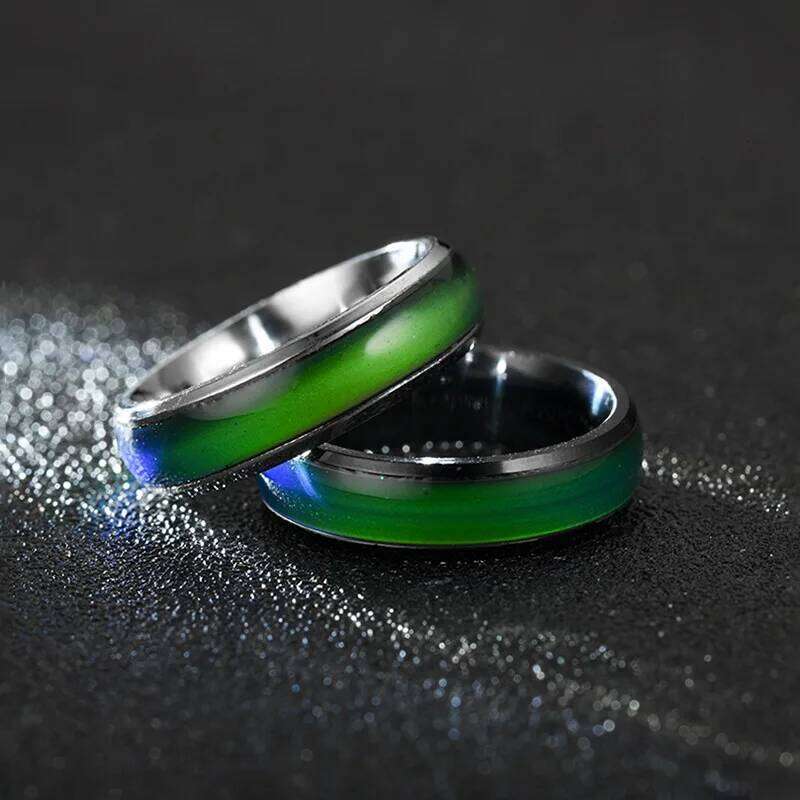 5 Colors Stainless Steel for Men Women Changing Color Mood Temperature Sensitive Glazed Ring Couple Jewelry H260312