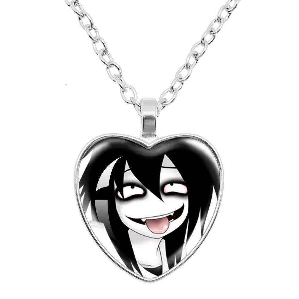 Creepy Urban Horror Legend Killer Jeff Anime Peripheral 25MM Glass Peach Heart Pendant Necklace Gift Go To Sleep! H260312