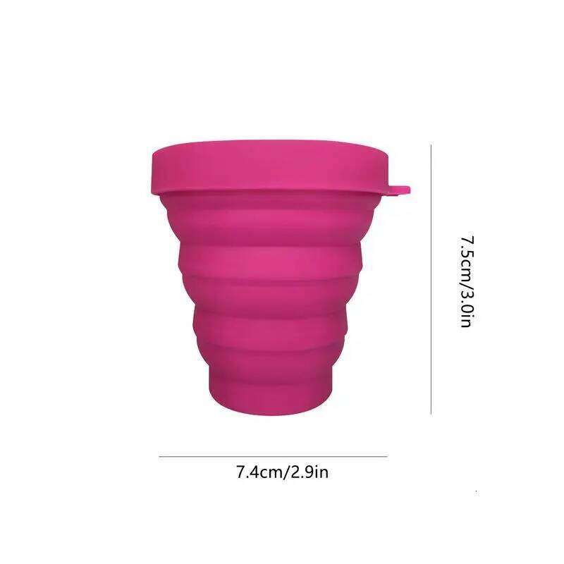 Folding Camping 150ml Portable Silicone Water Cups Drinking Pocket Size Foldable Cup With Lid for Outdoor Hiking Fishing Z260314