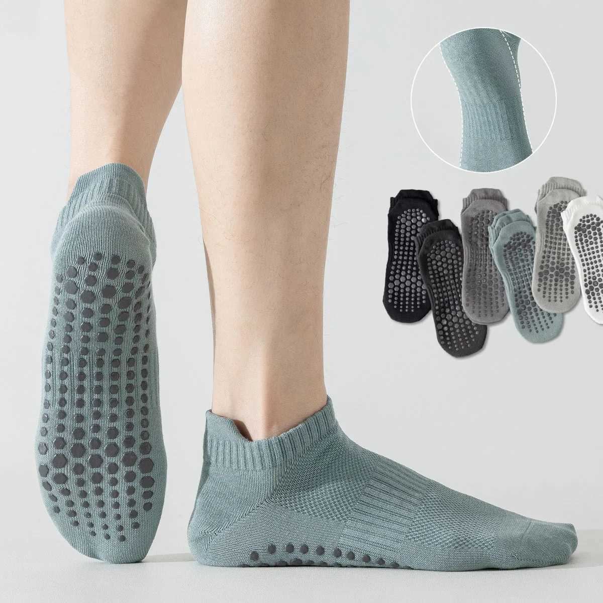 Yoga Socks Men Cotton Thin Silicone Non-slip Grip Pilates Low-ankle Sock D260313