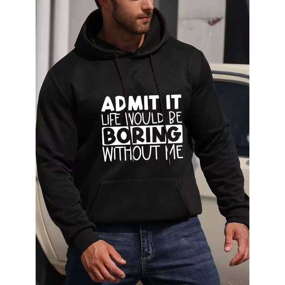 Men's loose hooded sweatshirt 270g - Fun pattern print, Christmas and Valentine's Day designs. Z260314