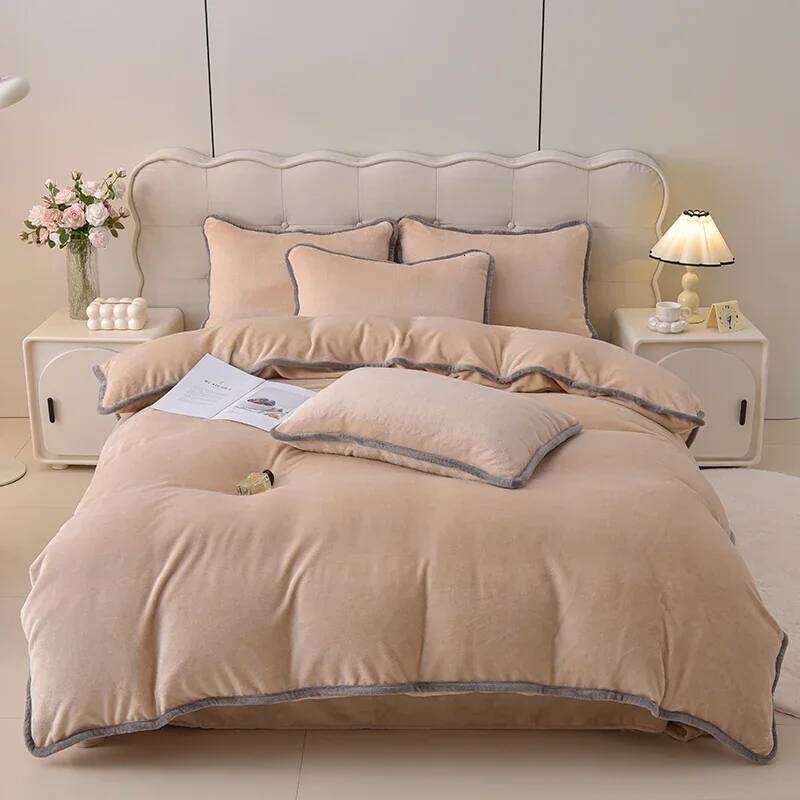 Single Product Milk Fleece Blanket Duvet Cover Autumn/winter with Coral Velvet Quilt Double Bed Sheet 4-piece set H260312 - view 7