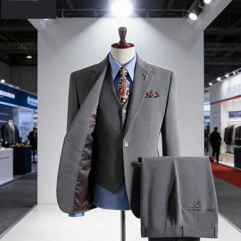 Mens Professional Business Suit Set Jacket Waistcoat Trousers Wedding Formal Attire M260313