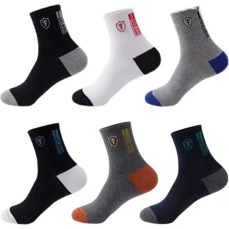 5 Pairs Mens Breathable Bamboo Fiber Sports Socks Anti-Odor Sweat-Absorbing Business Crew Stockings Suitable for All Seasons D260313