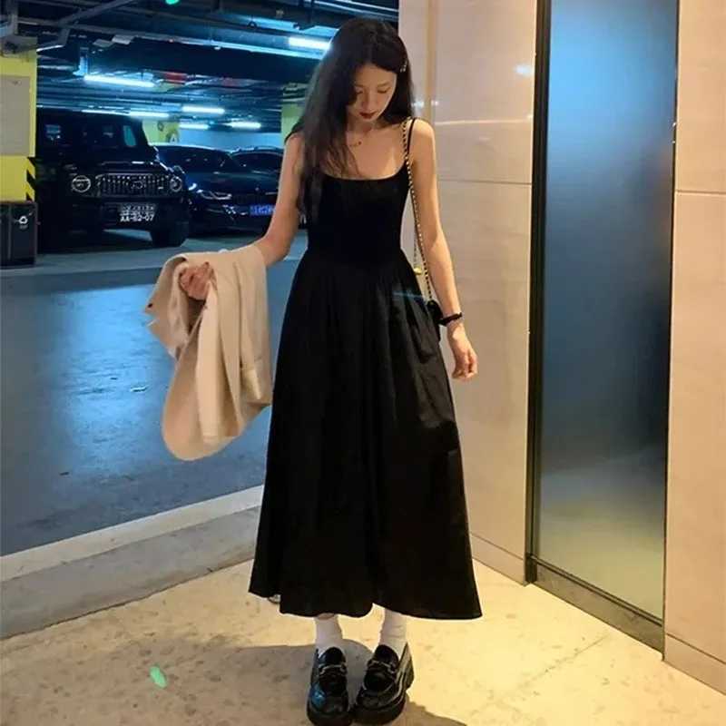 Fashion High Waisted Suspender Dress Female Summer Casual Simple Versatile Long Dresses Women Elegant Streetwear Camisole DressT260314