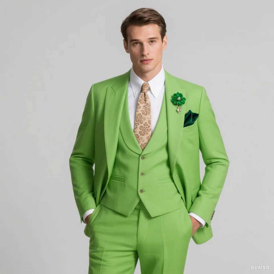 3PCS Formal Solid Mens Suit Set - Wedding Business Party Prom Classic Occasion Jacket Vest Pants Ensemble M260313