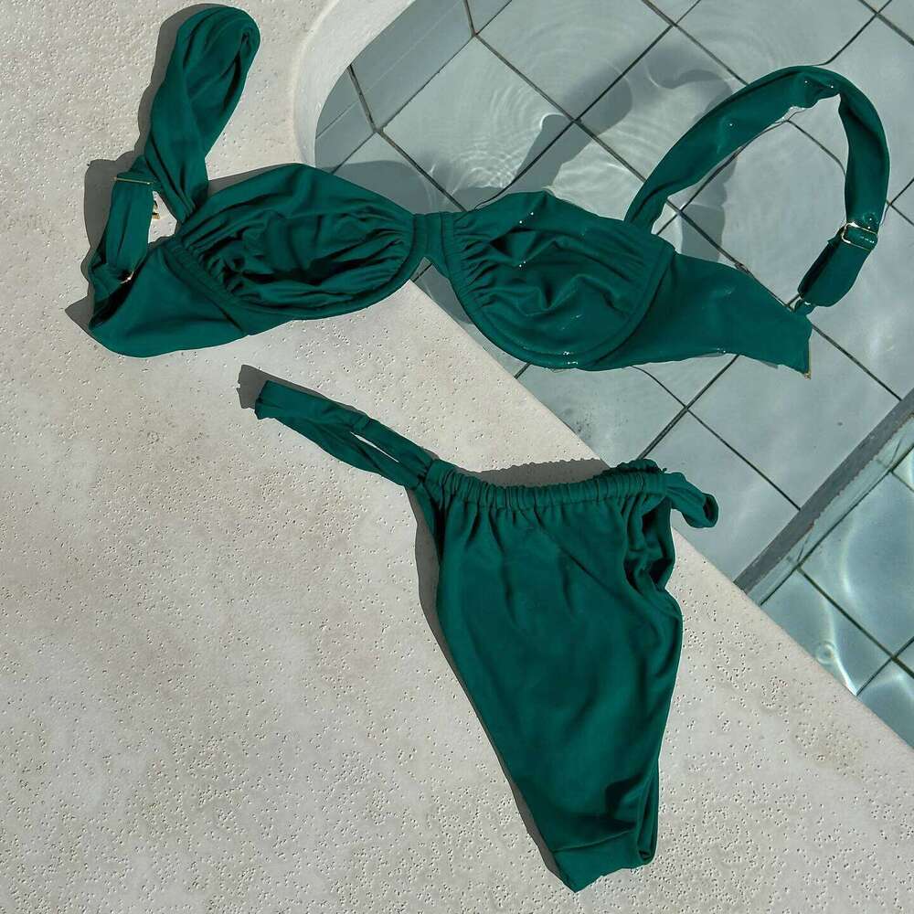 2026 Push Up Bikini Women Swimsuit Sexy Swimwear Brazilian Biquini Female Low Waist Bathing Suit Solid V Neck Bodysuit Beachwear 26H0313