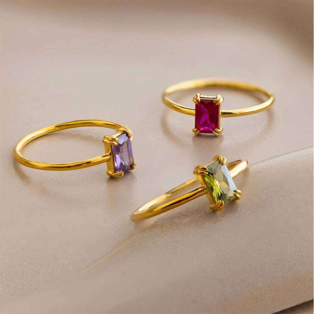 New vintage colored zircon plain ring, December birthstone color preservation 2024 H260312