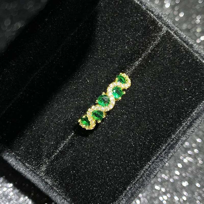 MDL Moissanit1 Style New Fashion Cluster Set Green Spinel Open-end Ring Imitation Red Tourmaline Colorful Treasure Live Mouth H260312