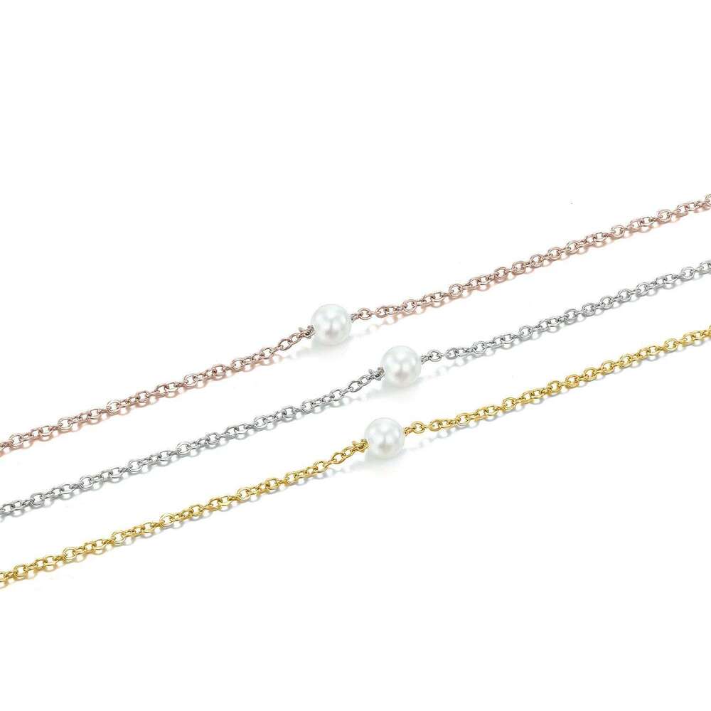 4MM Simulated-pearl Pendant for Dainty Stainless Steel Gold Color Necklace Women H260312