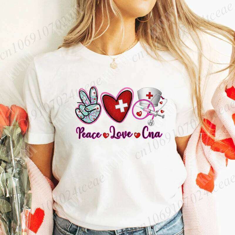 New T Shirt Pullover Oversize Valentines Day Love Print Casual Short Sleeve Women T-Shirt Nurse Tees Gifts Z260314