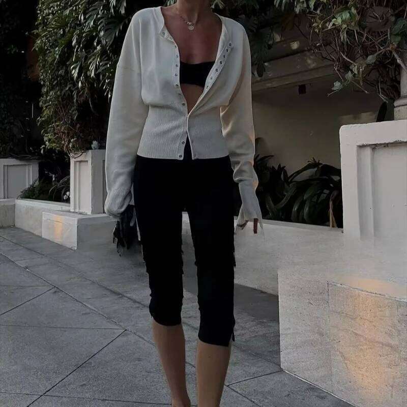 Luxury Quality High Waist Knitted Cardigan Crop Top Women Slim Jacket Autumn Single-breasted Office Lady Coat Knit Sweaters Z260313