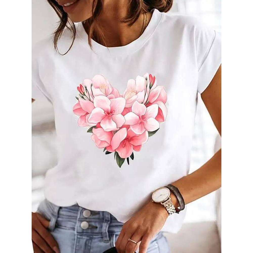 Clothes T Female Clothing For Women Graphic Tee Fashion Lady Sweet Flower 90s Casual Top O-neck Short Sleeve Print T-shirts Z260314