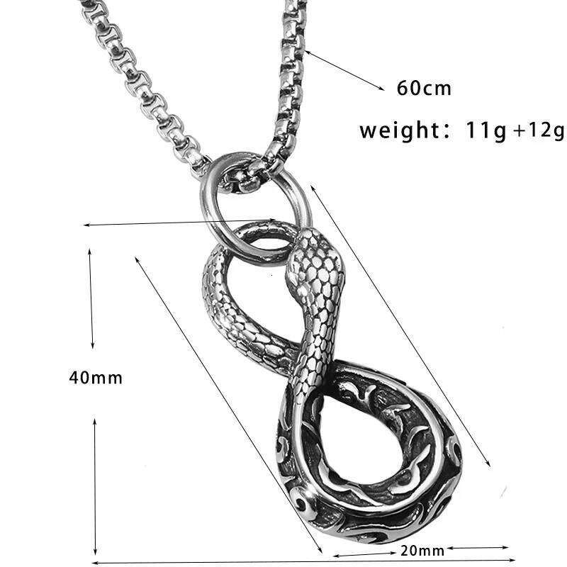 Vintage Punk Snake for Women Men Infinity Symbol Neck Chains Gothic Style Animal Charm Pendant Necklace Jewelry H260312