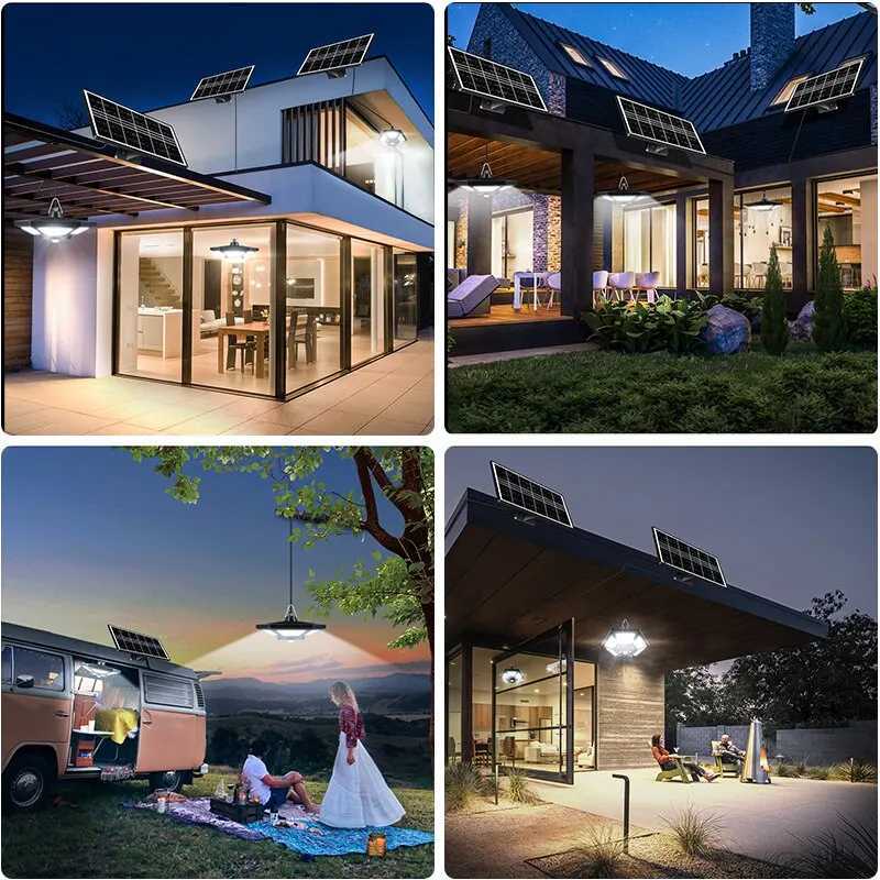 Solar Shed Light Solar Pendant Light For Indoor Outdoor 180 LED 1000LM Solar Lamp With Remote Control for Barn Gazebo Garage H260313