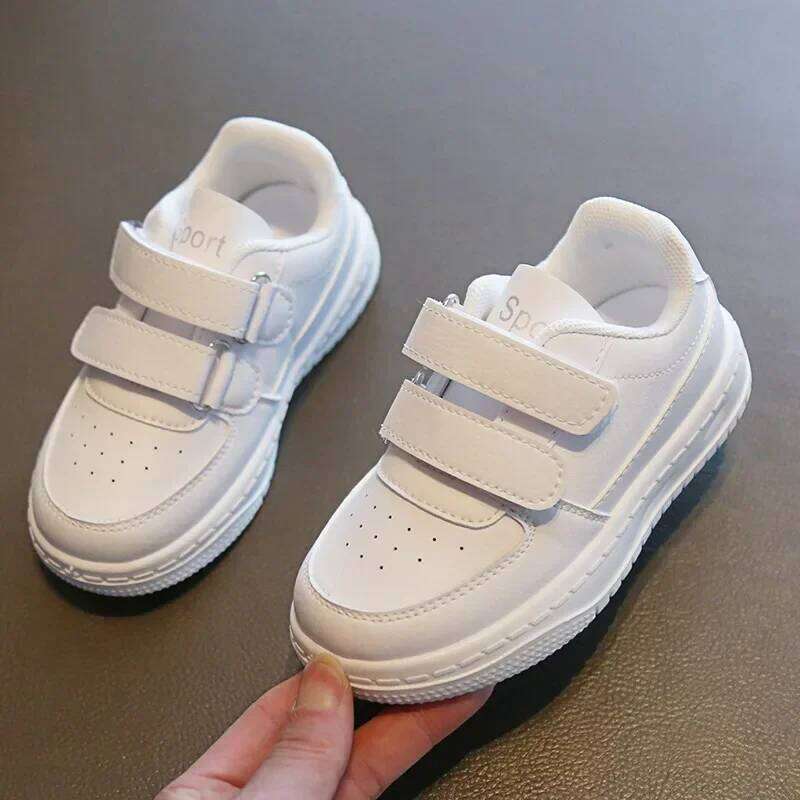 Children's White Spring and Autumn Kid's Sports Anti slip Lightweight Boys Board Soft Sole Baby Casual Shoes 26Y0313