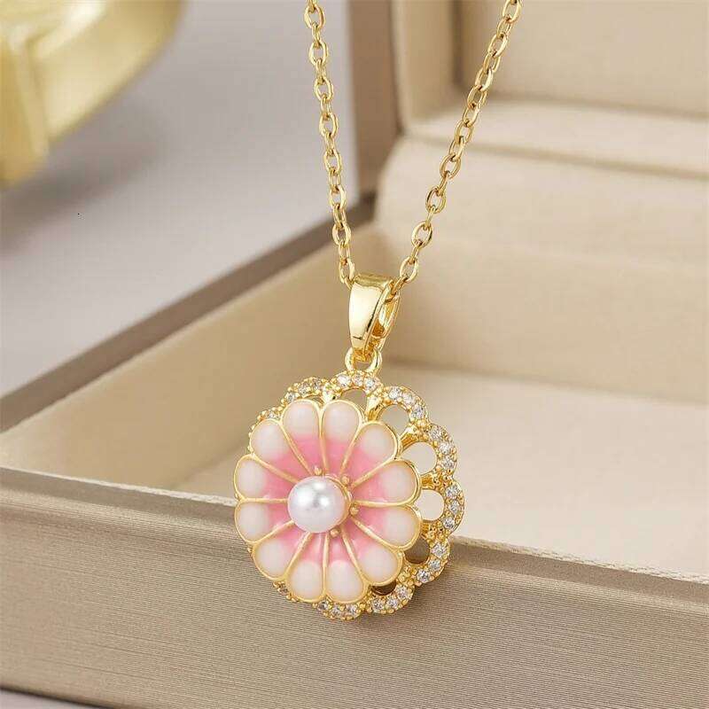 Exquisite Micro Inlaid Zircon Tassel Necklace For Women Stainless Steel Moon Butterfly Flower Clavicle Choker Jewelry H260312