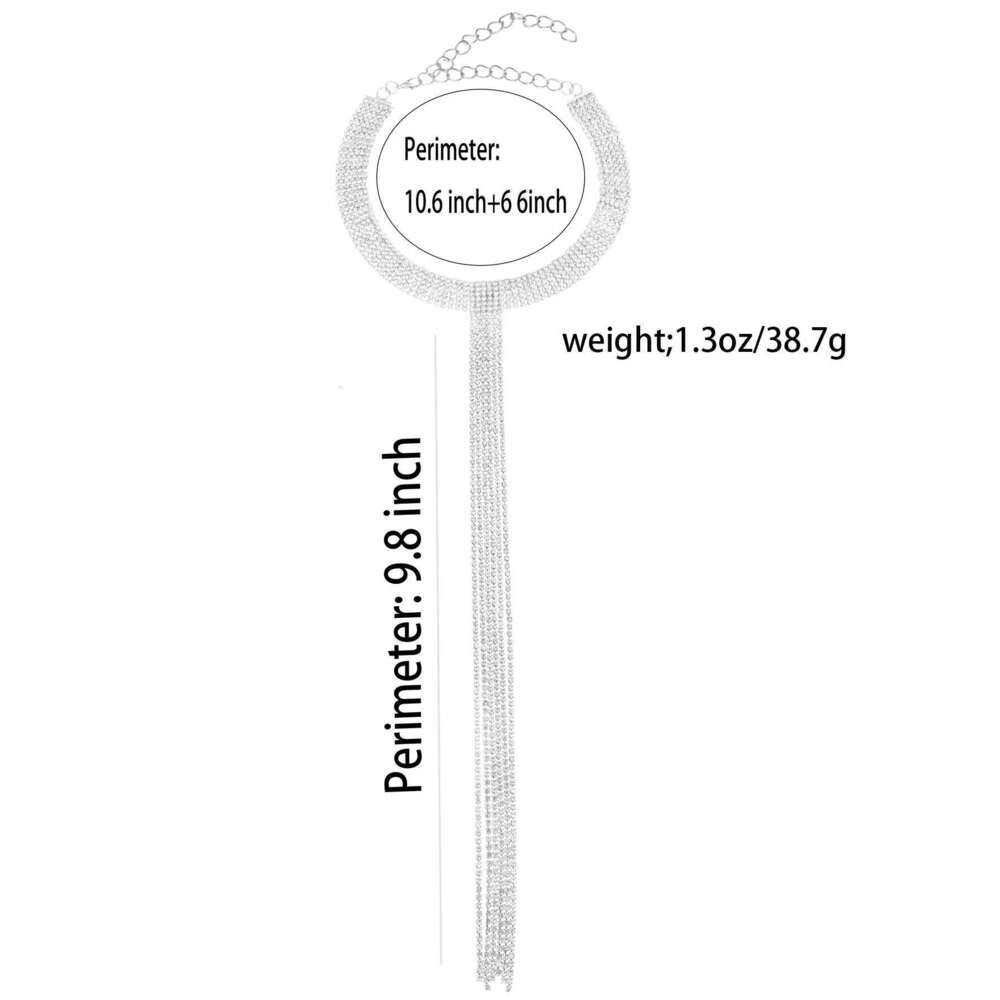 European American rhinestone long T-shaped tassel personalized and versatile necklace, collarbone chain H260312