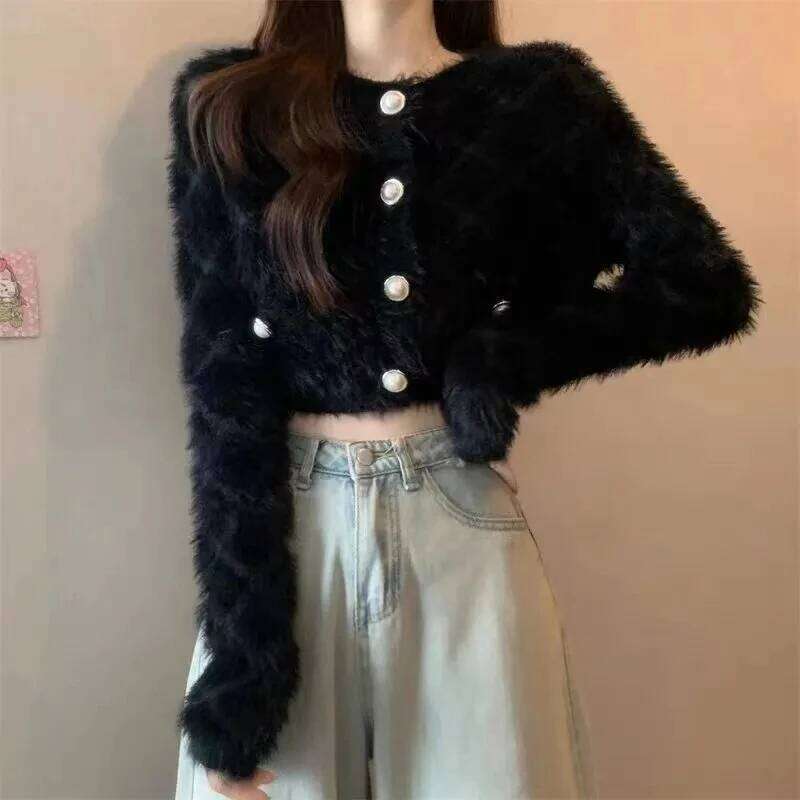 Thickened Cardigan Warm Bottoming Shirt Soft Waxy Mink Velvet Knitted Women's Autumn And Winter Plush Sweater Coat Z260313