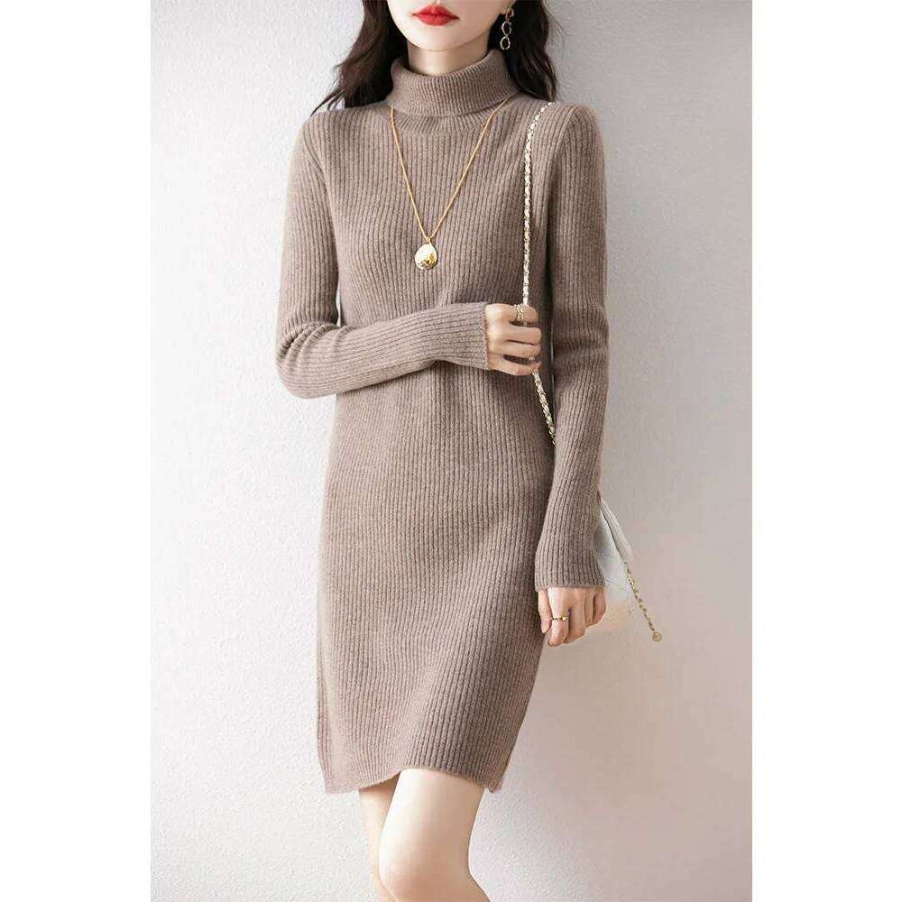 Women's Short Cashmere Turtleneck Pullover Sweater Autumn Winter 100% Merino Wool Knitwear Office Lady Basic Dress Z260314