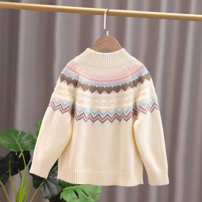 Pullover Girls' Thickened Sweater Autumn/Winter New Pullover Knitwear Trendy and Stylish Round Neck Children's Clothing for Older Kids