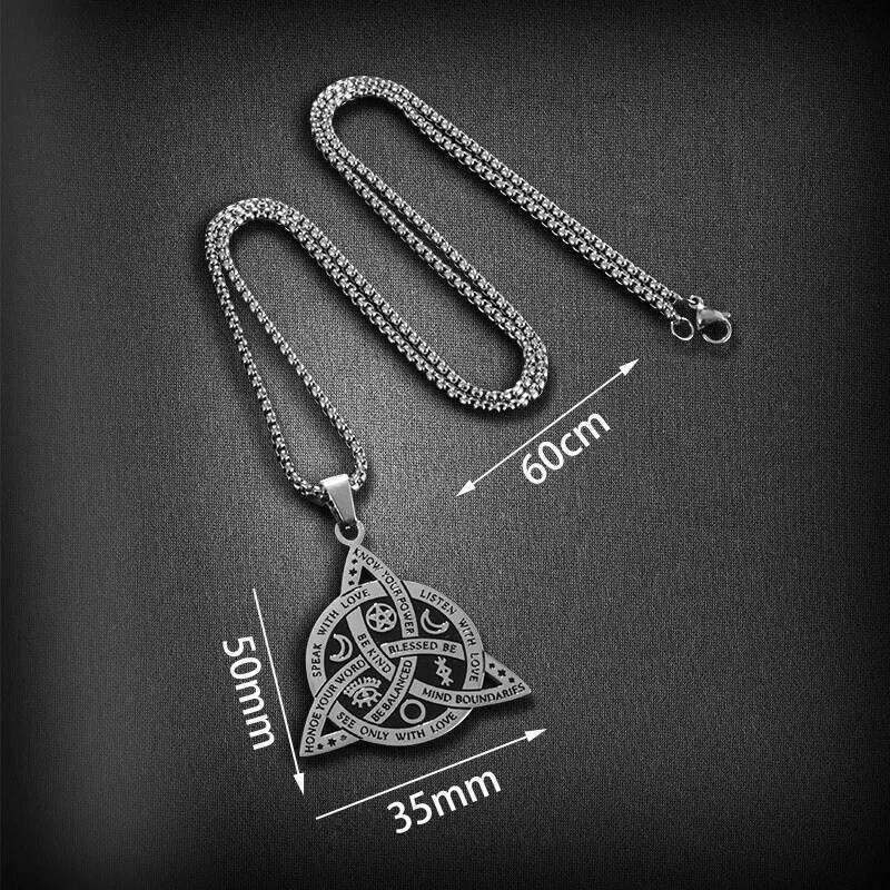 Stainless Steel Triquetra Symbol Celtic Witch Knot Pendant Necklace For Men Witchcraft Jewelry H260312