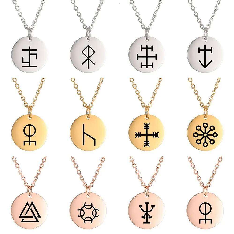 Dawapara Vintage Talisman Small Charm Odin Symbol Stainless Steel Pendants Necklace Good Luck Amulet H260312