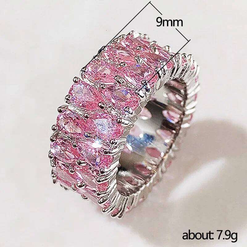 Light Luxury Double Row Water Drop Zircon 925 Sterling Silver Ring for Women Romantic Couple Style Jewelry H260312