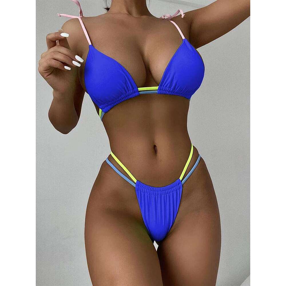 Solid Color Sexy Micro Mini Bikini Set Women's Swimsuit 2023 New Push Up Swimwear Triangle String Biquini Bathing Suit for Women Y260303