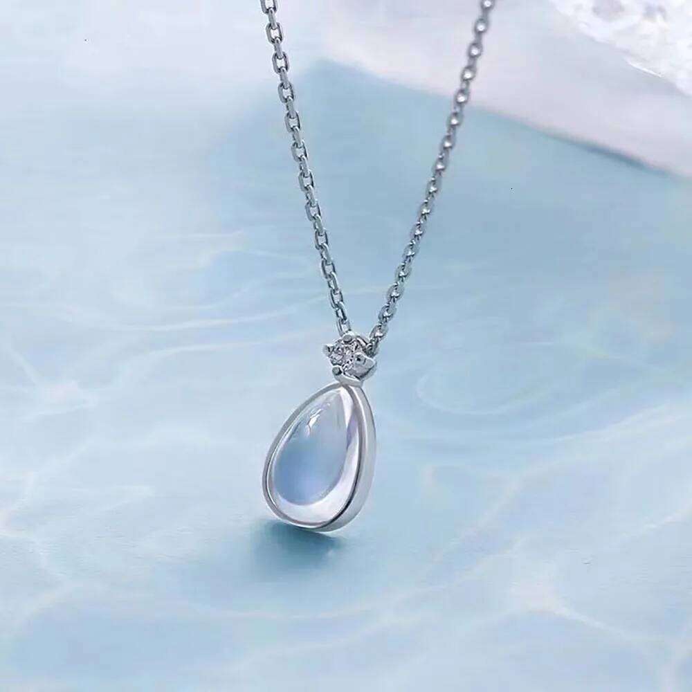 Moonstone Necklace Thin Chain Dainty Teardrop Pendant Hypoallergenic Women Neck Jewelry Elegant Gift for Girls Teens H260312