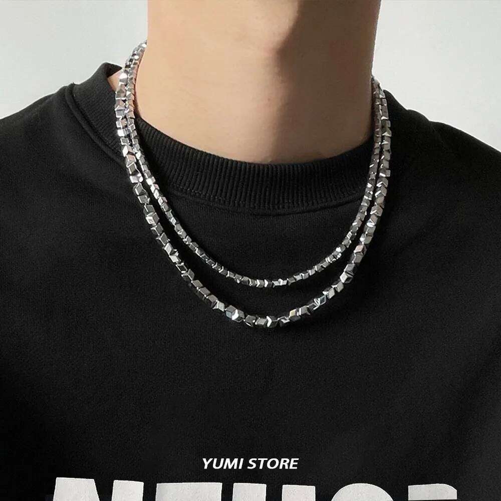 Trend Irregular Titanium Steel Necklace For Men Women Simple Silver Color Chain Choker Jewelry Male Female Accessories H260312