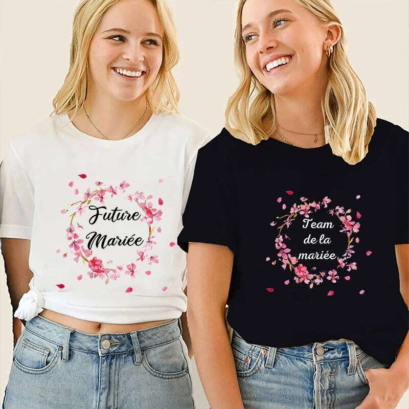 French Girls Bachelorette EVJF Party Tshirt Women Y2k Graphic Tops Team Future Bride T-Shirt Single Farewell Bridal Wedding Tees Z260314