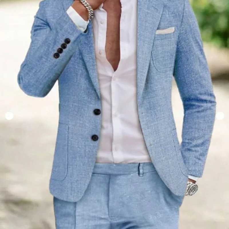 2025 Spring New Men Digital Print Casual Suit Set Jacket Pants Two Piece Cross Border Trade M260313