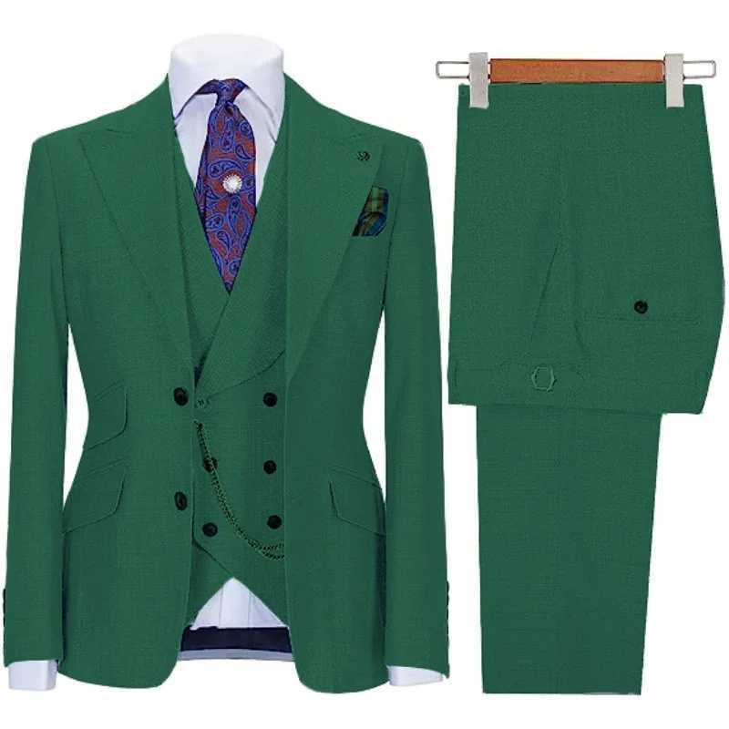 Mens Suit 3-piece stylish slim-fit Business Casual Wedding formal work jacket vest with trousers M260313