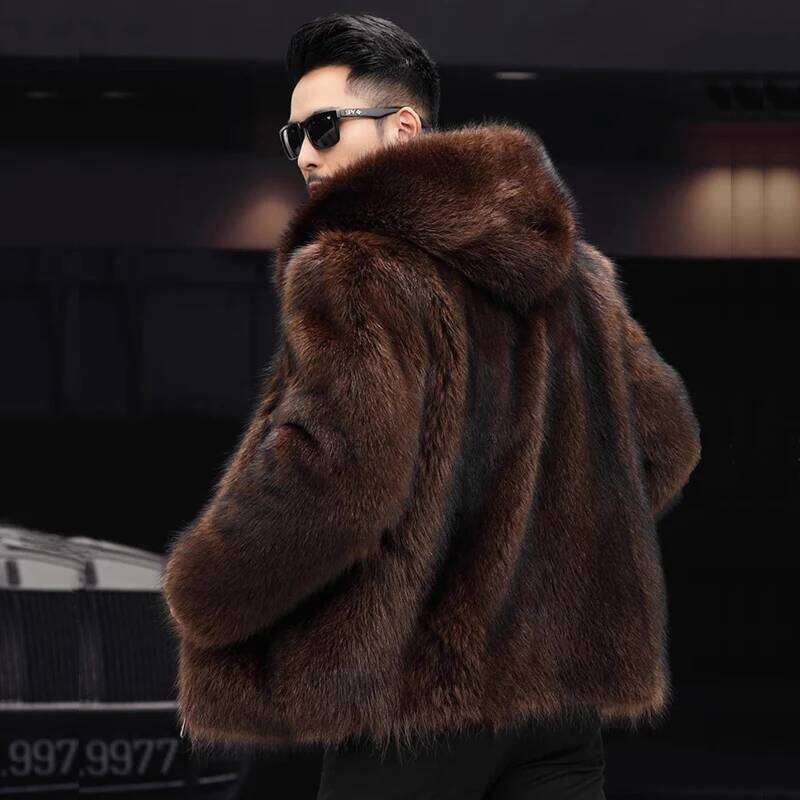 Men's fur Mink coat Short hooded casual fashion trend Winter zipper jacket JJ998 Z260313